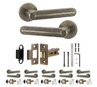 Decoranddecor - Antique Brass Door Handle Set - Internal Door Handle Set - Latch Kit 76mm - Marin Range - Pack Of 6