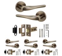 Decoranddecor - Antique Brass Door Handle Set - Internal Door Handle Set - Latch Kit 76mm - Nanda Range - Pack Of 4