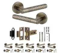 Decoranddecor - Antique Brass Door Handle Set - Internal Door Handle Set - Latch Kit 76mm - Tore Range - Pack Of 6