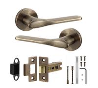 Decoranddecor - Antique Brass Door Handle Set - Internal Door Handle Set - Latch Kit 76mm - Verita Range