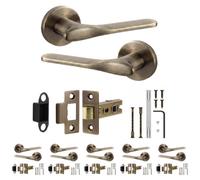 Decoranddecor - Antique Brass Door Handle Set - Internal Door Handle Set - Latch Kit 76mm - Verita Range - Pack Of 6