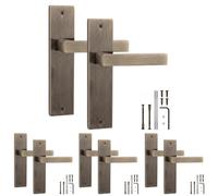 Decoranddecor - Antique Brass Door Handle Set On Backplate - Door Lever Handles - Pack Of 4 Pairs - Lumina Range
