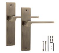 Decoranddecor - Antique Brass Door Handle Set On Backplate - Door Lever Handles - Pair Of Handles - Spectra Range