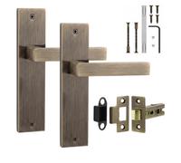 Decoranddecor - Antique Brass Door Handle Set On Backplate - Internal Door Handle Set - Latch Kit 64mm - Lumina Range