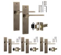 Decoranddecor - Antique Brass Door Handle Set On Backplate - Internal Door Handle Set - Latch Kit 76mm - Spectra Range - Pack Of 4