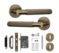 Decoranddecor Antique Brass Door Handles With Lock - Internal Door Handles For Wooden Doors - Interior Door Handles - Hera Range