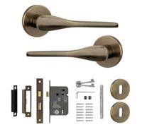 Decoranddecor Antique Brass Door Handles With Lock - Internal Door Handles For Wooden Doors - Interior Door Handles - Verita Range