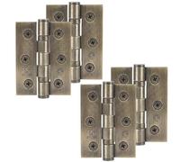 Decoranddecor Antique Brass Door Hinges 3 Inch Fire Rated Internal 4 Hinges | Antique Brass Hinges for Internal Doors, Heavy Duty Fire Door Hinges, Ball Bearing Butt Hinge, 76mm Grade 7, Steel Hinges