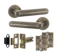 Decoranddecor Antique Brass Internal Door Handles, Hinge Kit 76mm