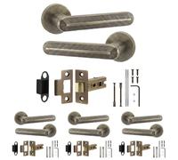 Decoranddecor Antique Brass Internal Door Handles, Latch Kit 64mm 4 Pack