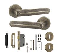 Decoranddecor Antique Brass Internal Door Handles, Sash Lock Kit 76mm