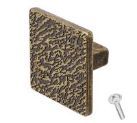 Decoranddecor Aris Cupboard Door Knobs - 40mm Square Cupboard Knobs - Square Door Handles, Kitchen Knobs Door Knobs for Drawers Zinc Alloy - 1 Pack, Antique Brass