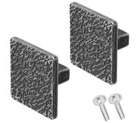 Decoranddecor Aris Cupboard Door Knobs - 40mm Square Cupboard Knobs - Square Door Handles, Kitchen Knobs Door Knobs for Drawers Zinc Alloy - 2 Pack, Antique Silver