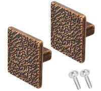 Decoranddecor Aris Cupboard Door Knobs - 40mm Square Cupboard Knobs - Square Door Handles, Kitchen Knobs Door Knobs for Drawers Zinc Alloy - 2 Pack, Antique Copper