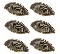 Decoranddecor Arro Half Moon Shaker Cup Handles - Zinc Alloy Drawer Pulls with 64mm Hole Spacing in Antique Brass for Kitchen Cabinets & Furniture - 6 Pack