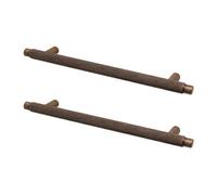 Decoranddecor - Aurelia Antique Copper Modern Knurled Round T-Bar Kitchen Cabinet Drawer Cupboard Pull Handles - 128mm - Pair
