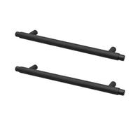 Decoranddecor - Aurelia Matt Black Modern Knurled Round T-Bar Kitchen Cabinet Drawer Cupboard Pull Handles - 320mm - Pair