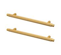 Decoranddecor - Aurelia Matt Gold Modern Knurled Round T-Bar Kitchen Cabinet Drawer Cupboard Pull Handles - 320mm - Pair