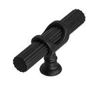 Decoranddecor Bar Drawer Pull Handles with Lines Design Kitchen Cabinet Decorative Hardware Bedroom Bathroom Furniture Accessories (7cm Knob, Matt Black)