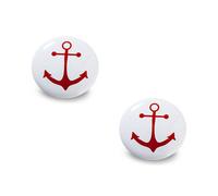 Decoranddecor - Bimba Kids Anchor Ceramic Decorative Cupboard Drawer Knobs Porcelain - Pair