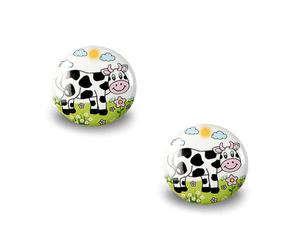 Decoranddecor - Bimba Kids Cow Ceramic Decorative Cupboard Drawer Knobs Porcelain - Pair