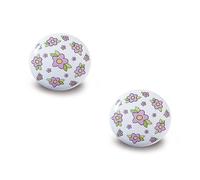 Decoranddecor - Bimba Kids Flowers Ceramic Decorative Cupboard Drawer Knobs Porcelain - Pair