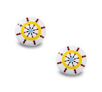 Decoranddecor - Bimba Kids Shipwheel Ceramic Decorative Cupboard Drawer Knobs Porcelain - Pair