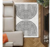 Decoranddecor Black and White Rugs Living Room 120x170cm Washable Non-Slip