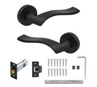Decoranddecor - Black Door Handle Set - Internal Door Handle Set - Black Door Lever Handles Latch Kit - Emblaze Range