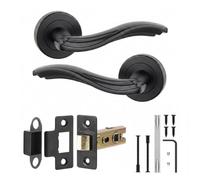 Decoranddecor - Black Door Handle Set - Internal Door Handle Set - Black Door Lever Handles Latch Kit - Solace Range
