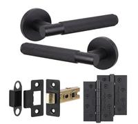 Decoranddecor - Black Door Handle Set - Internal Door Handle Set - Hinge Kit 102mm - Hera Range