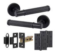 Decoranddecor - Black Door Handle Set - Internal Door Handle Set - Hinge Kit 102mm - Leto Range