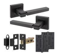 Decoranddecor - Black Door Handle Set - Internal Door Handle Set - Hinge Kit 102mm - Nexus Range