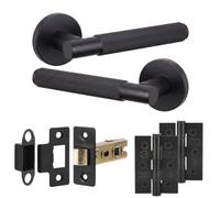 Decoranddecor - Black Door Handle Set - Internal Door Handle Set - Hinge Kit 76mm - Hera Range