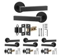 Decoranddecor - Black Door Handle Set - Internal Door Handle Set - Latch Kit 64mm - Lumina Range - Pack Of 4