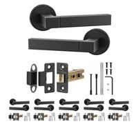 Decoranddecor - Black Door Handle Set - Internal Door Handle Set - Latch Kit 64mm - Lumina Range - Pack Of 6