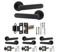 Decoranddecor - Black Door Handle Set - Internal Door Handle Set - Latch Kit 64mm - Marin Range - Pack Of 4