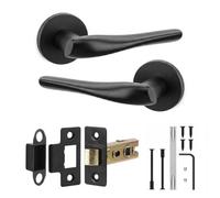 Decoranddecor - Black Door Handle Set - Internal Door Handle Set - Latch Kit 64mm - Nanda Range