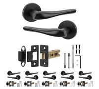 Decoranddecor - Black Door Handle Set - Internal Door Handle Set - Latch Kit 64mm - Nanda Range - Pack Of 6