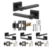 Decoranddecor - Black Door Handle Set - Internal Door Handle Set - Latch Kit 64mm - Nexus Range - Pack Of 4
