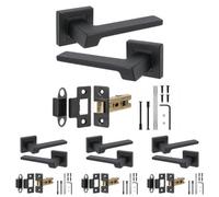 Decoranddecor - Black Door Handle Set - Internal Door Handle Set - Latch Kit 64mm - Spectra Range - Pack Of 4