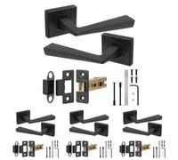 Decoranddecor - Black Door Handle Set - Internal Door Handle Set - Latch Kit 76mm - Helix Range - Pack Of 4