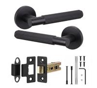 Decoranddecor - Black Door Handle Set - Internal Door Handle Set - Latch Kit 76mm - Hera Range