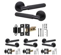 Decoranddecor - Black Door Handle Set - Internal Door Handle Set - Latch Kit 76mm - Hera Range - Pack Of 4
