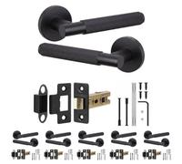 Decoranddecor - Black Door Handle Set - Internal Door Handle Set - Latch Kit 76mm - Hera Range - Pack Of 6