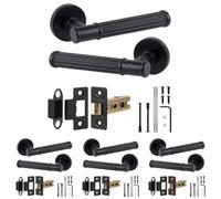 Decoranddecor - Black Door Handle Set - Internal Door Handle Set - Latch Kit 76mm - Leto Range - Pack Of 4