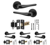 Decoranddecor - Black Door Handle Set - Internal Door Handle Set - Latch Kit 76mm - Nanda Range - Pack Of 4