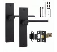 Decoranddecor - Black Door Handle Set On Backplate - Internal Door Handle Set - Latch Kit 64mm - Spectra Range
