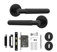 Decoranddecor Black Door Handle With Lock - Internal Door Handles For Wooden Doors - Interior Door Handles - Hera Range
