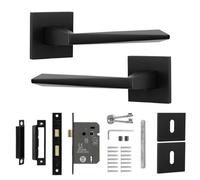 Decoranddecor Black Door Handle With Lock - Internal Door Handles For Wooden Doors - Interior Door Handles - Leda Range